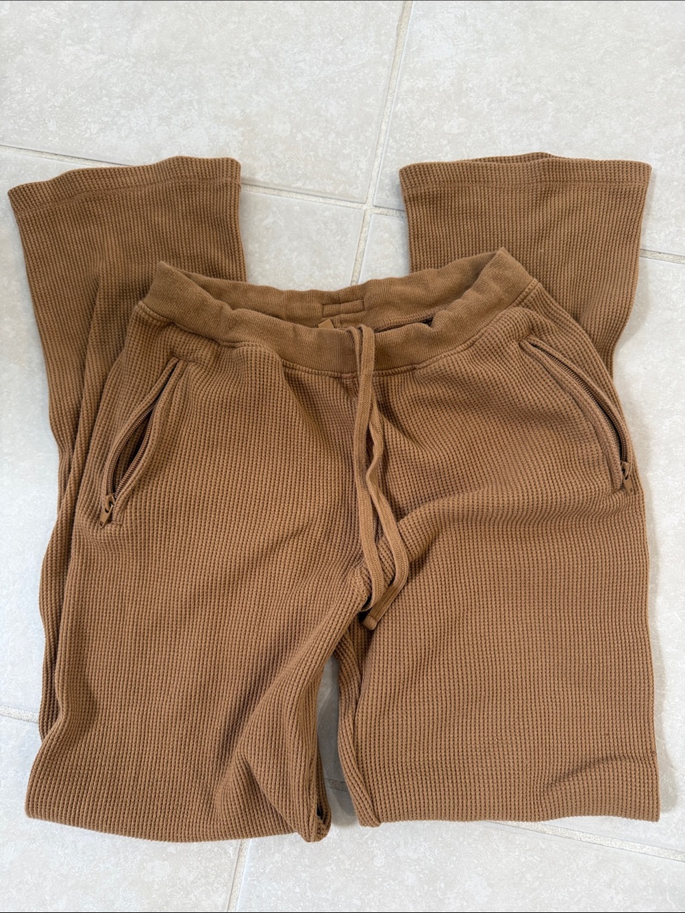 Skims Cozy Waffle Knit Drawstring Lounge Pants - Brown